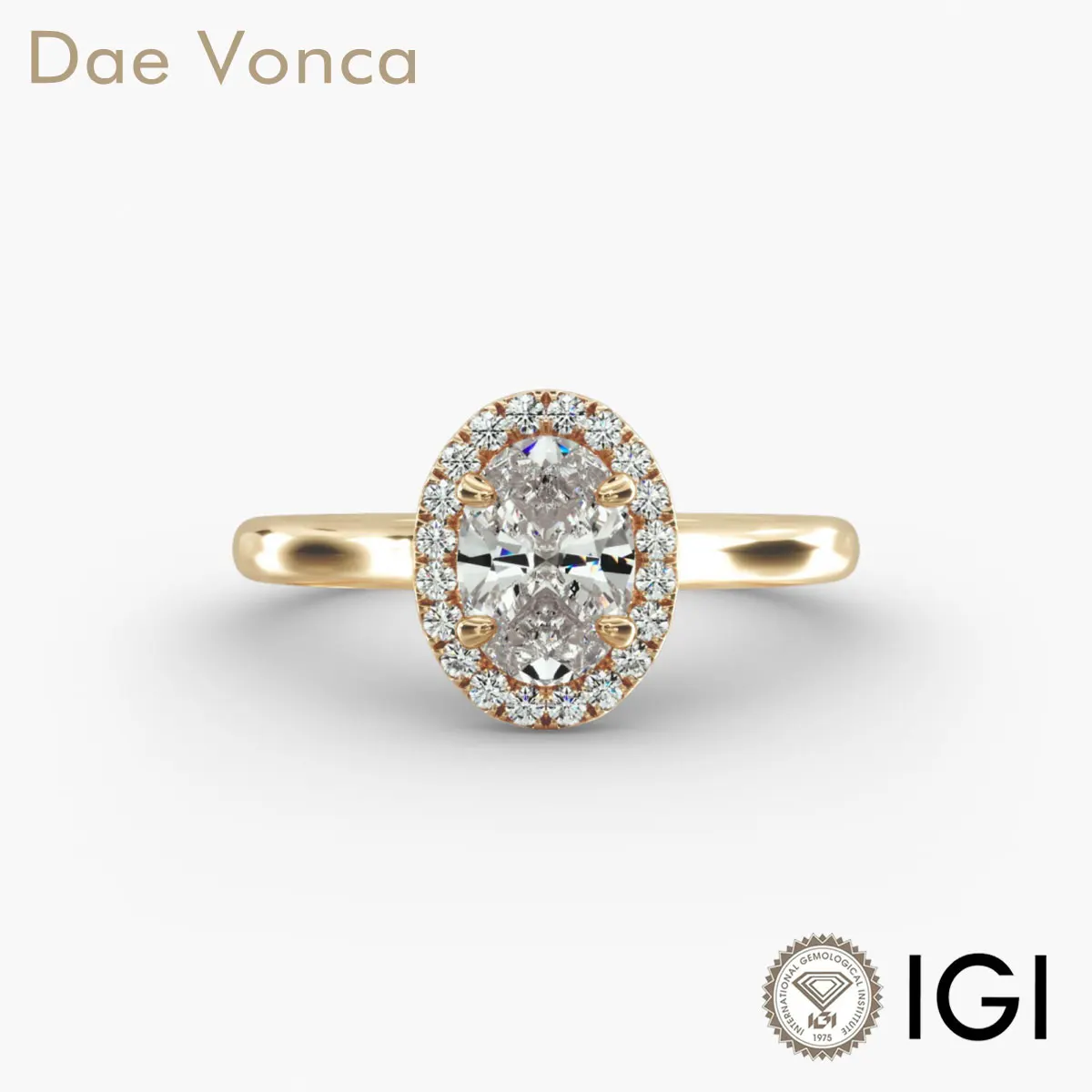 Фото Обручальное кольцо Pavé Diamond Halo из желтого золота 9K/14K/18K 0,5-2,0 карата, сертификат IGI, овальная огранка, выращенное в лаборатории кольцо с натуральным бриллиантом №1