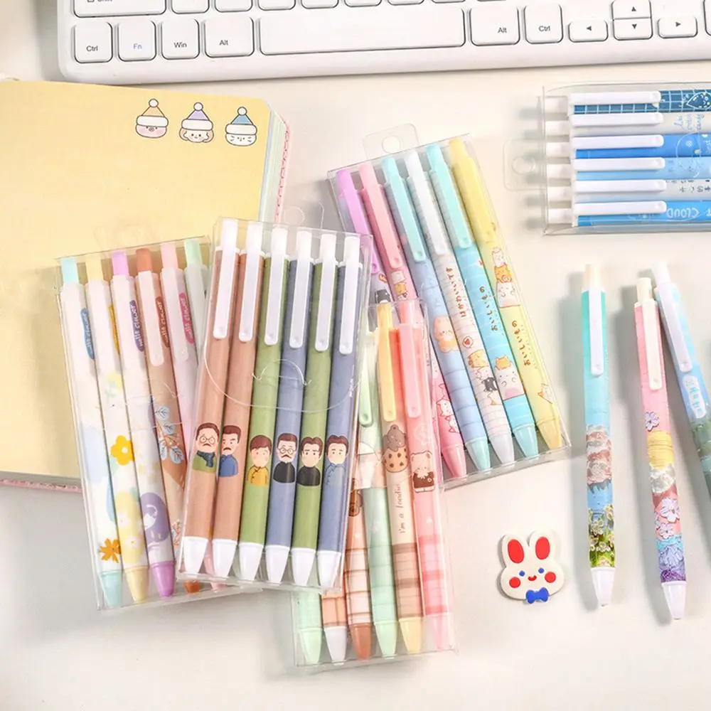 

6PCS/Box Cartoon Boxed School Office Supplies Writing Tool Gel Pens Neutral Pen BallPoint Pen Signature Pen