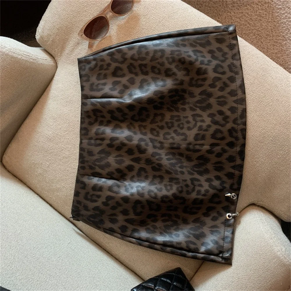 Юбка женская короткая с леопардовым принтом повседневная винтажная модная