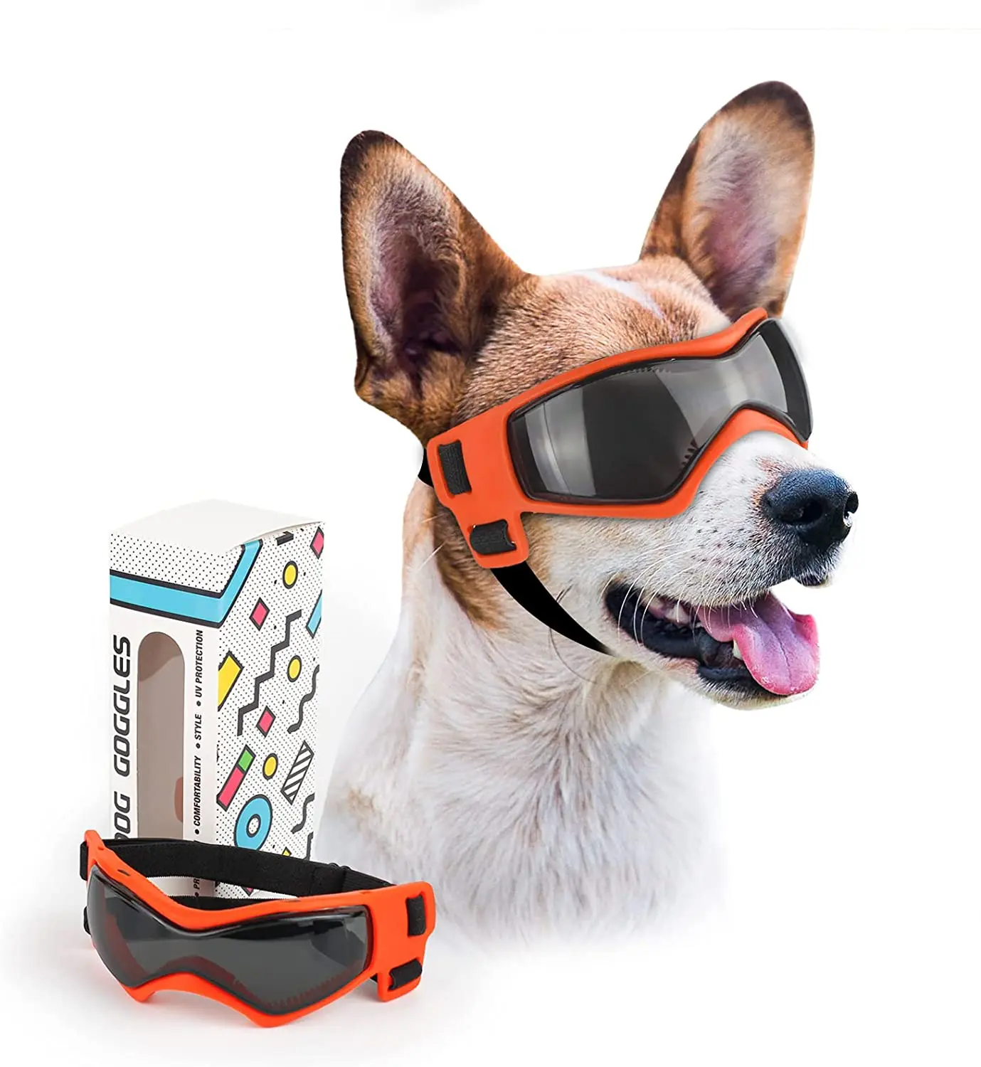 

Dog Goggles Small Breed,Easy Wear Small Dog Sunglasses,Adjustable UV Protection Puppy Sunglasses for Small to Medium Dog