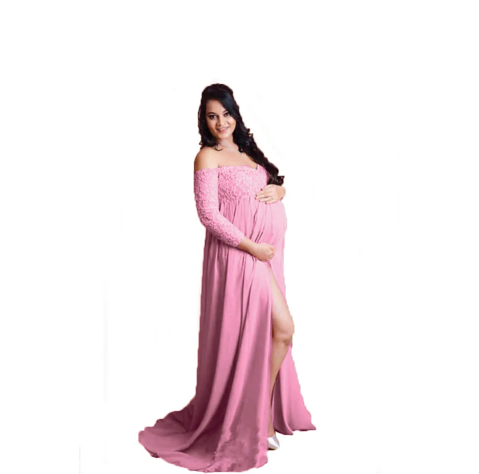 Women Maternity Dresses For Photo Shoot Sexy Ladies Pregnants Dress Photography Props Off Shoulder Long Dress Maxi Long Sleeve enlarge