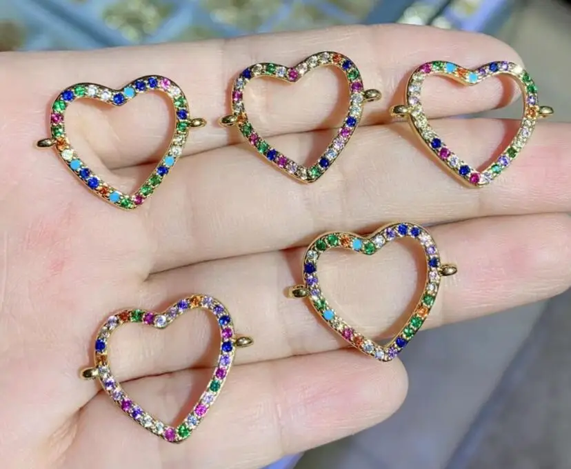 

Ажурное сердце, модные ювелирные украшения с микро-инкрустацией из фианита, золотой Радужный кристалл, амулетный браслет, аксессуары fg4d