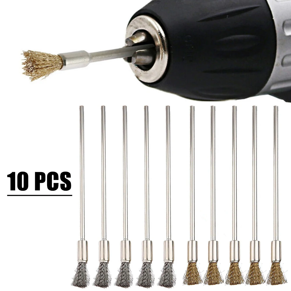 

10pcs 00mm Brass Stainless Steel Wire Brushes Cleaning Polishing Brush For Cleaning Derusting Grinding Metal Drain Pipes