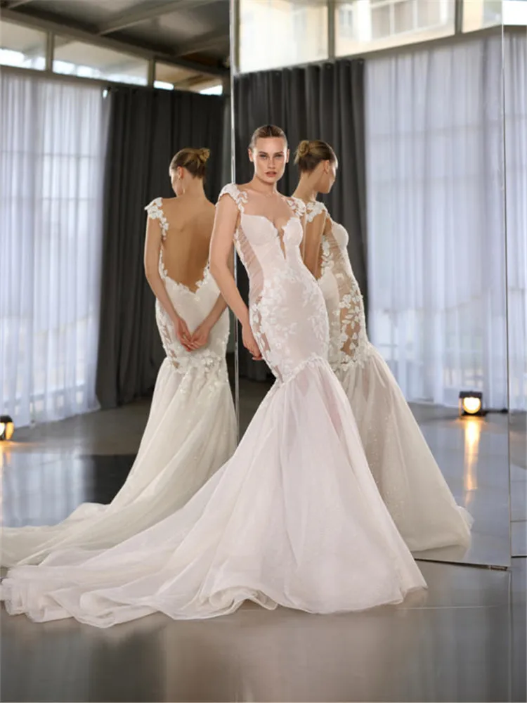 Свадебное платье русалки Vestido De Novia Encaje Sob Medida Vestidos Novias Boda Civil Sencillo Elegante 2024 Alta Calidad