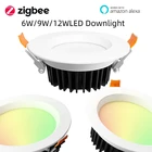 Умный потолочный светильник Zigbee 3,0 с дистанционным управлениемголосовым управлением, RGB + CCT, направленный светильник, 6 Вт9 Вт12 Вт, домашний Ночной светильник с таймером и Alexa