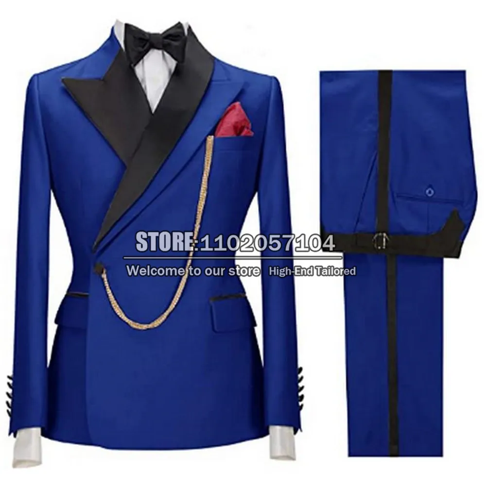 Темно-синие деловые мужские костюмы одежда для жениха блейзеры набор из 2