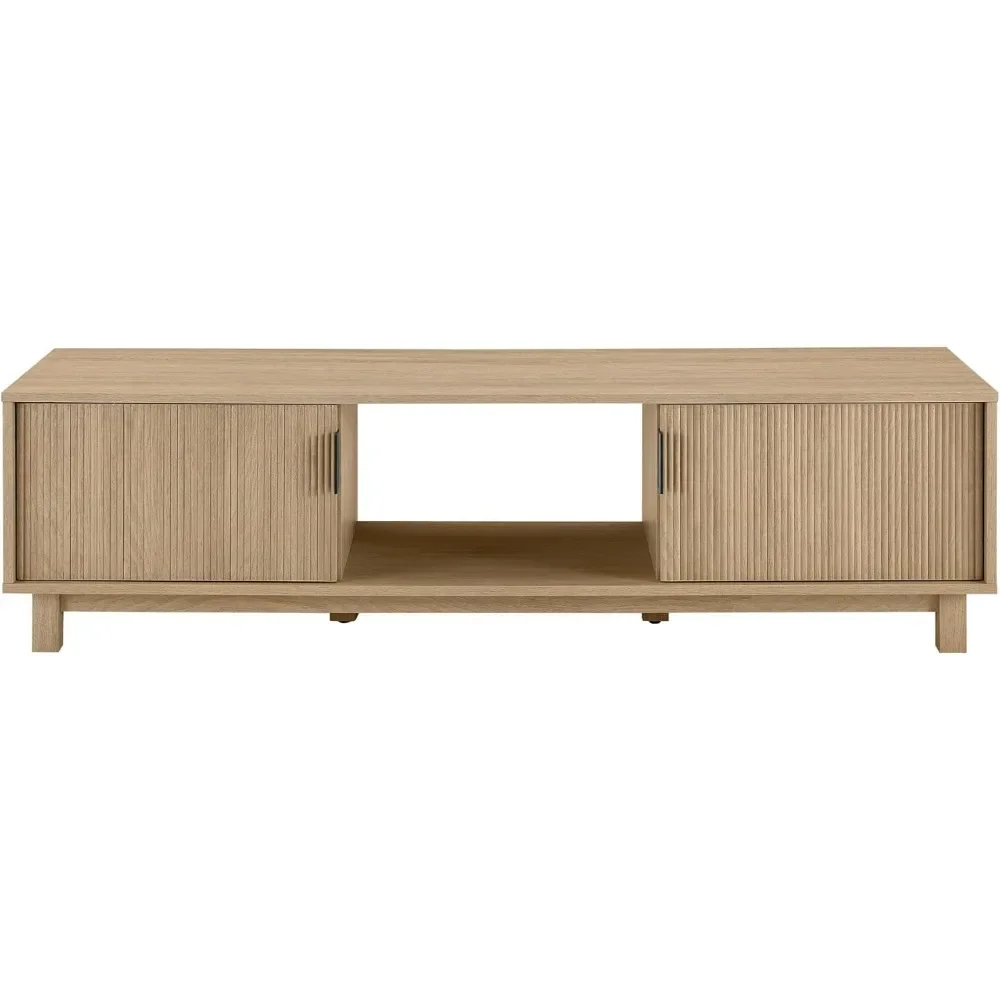 Современная низкая подставка Walton с рифлеными дверями для телевизоров