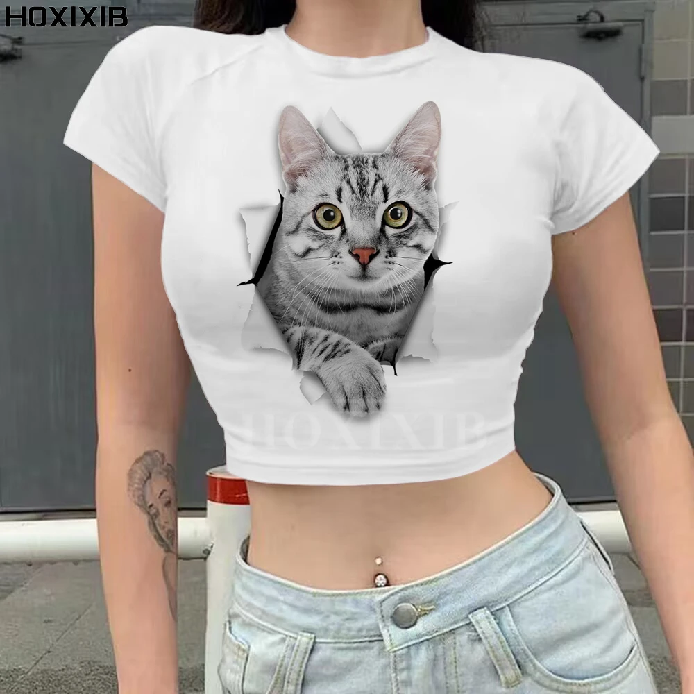 

Женская футболка с 3D-принтом, коротким рукавом и изображением сломанной стены