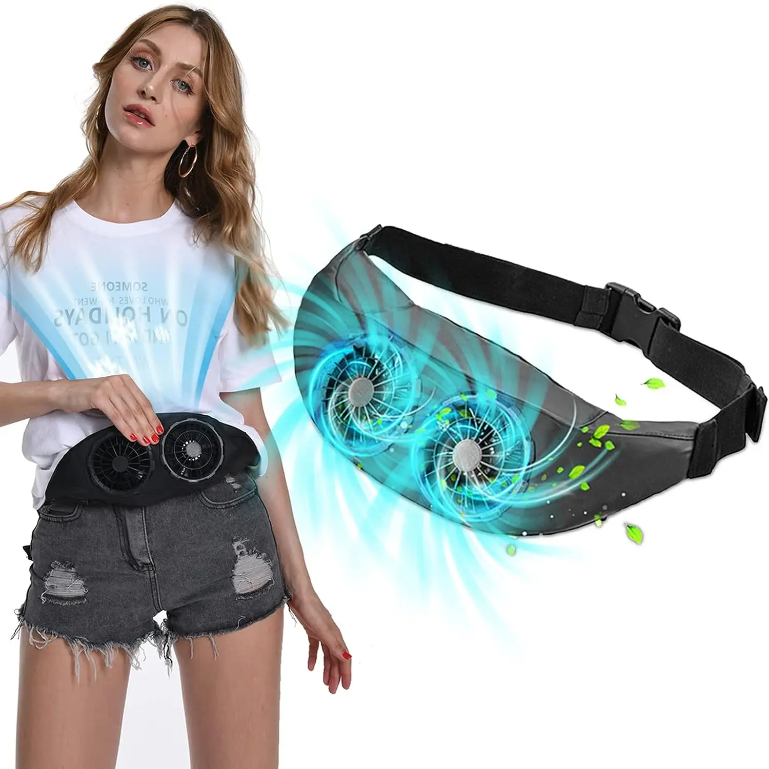 

Clip Fan, Portable Personal Fan, Adjustable Waist Fan, Clamped At the Waist, with Strong Airflow, 3 Speed Hands-Free Waist Perso