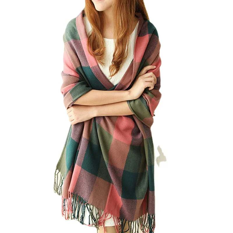 

Fashion Plaid hijab Color luxury Women Scarf Winter Hijabs Long Lady Shawls Cashmere Pashmina Hijabs Scarves Wraps 200*60cm