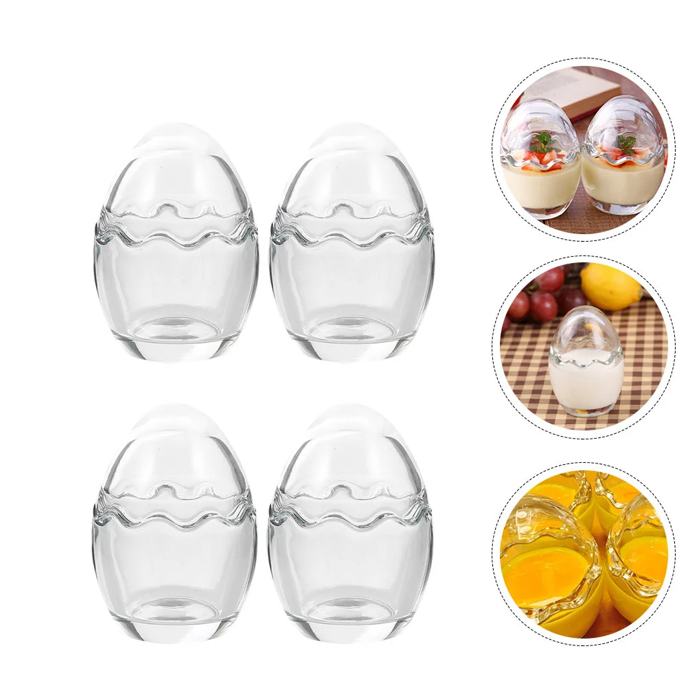 

4pcs High Temperature Resistance Pudding Cups Glass Egg Shell Jelly Containers