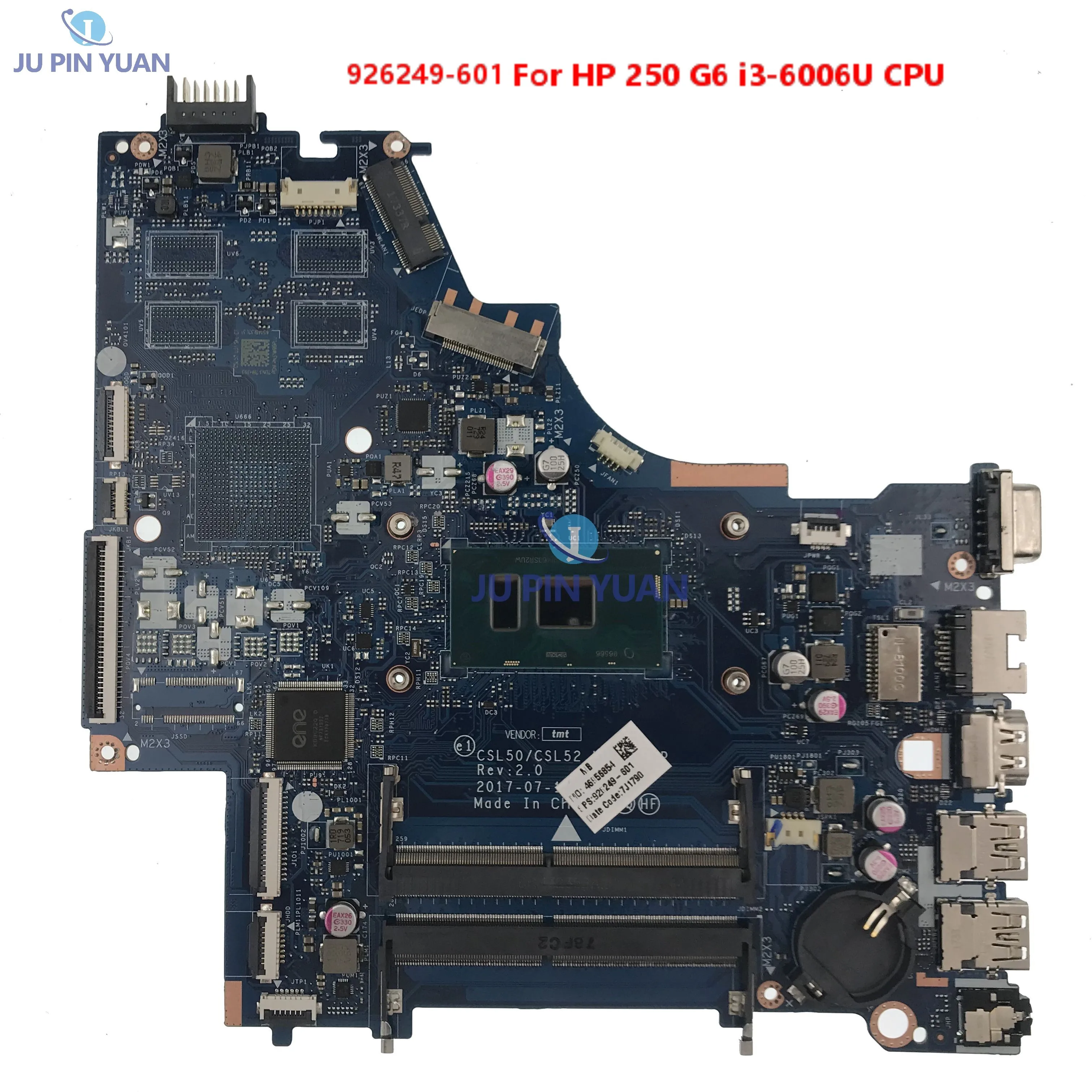 

926249-001 для материнской платы ноутбука HP 250 G6 с процессором i3-6006U 926249-601 CSL50 LA-E791P
