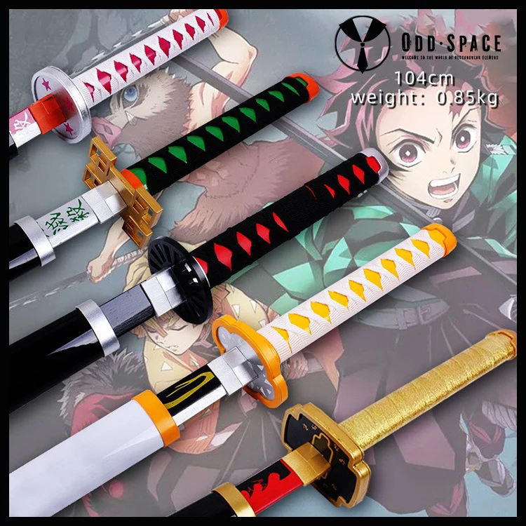 

Demon Slayer Cos Props Wooden Sword Kamado Tanjirou Kamado Nezuko Agatsuma Zenitsu Nihontou Non Cutting Edge Sun Wheel Knife