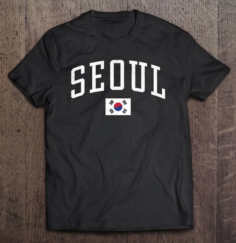 

Винтажная сувенирная футболка с флагом Южной Кореи из сеула для отпуска, Мужская футболка, футболка, футболка для мужчин, блузка