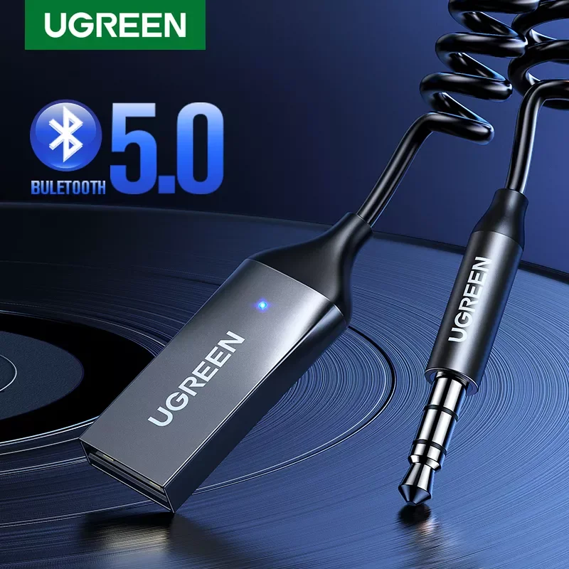 

U-G-REEN Bluetooth 5.0 Handsfree Adapter Wireless Bluetooth Receiver 3.5mm AUX Music Navigation Streaming Microphone for Calls C
