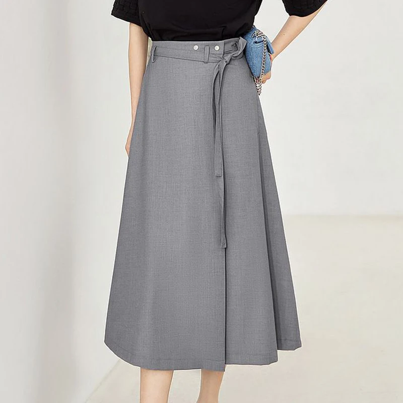 Professional  Women's high waist A-line skirt Medium length front split skirt  vintage STRAIGHT Casual  Knee-Length women skirt