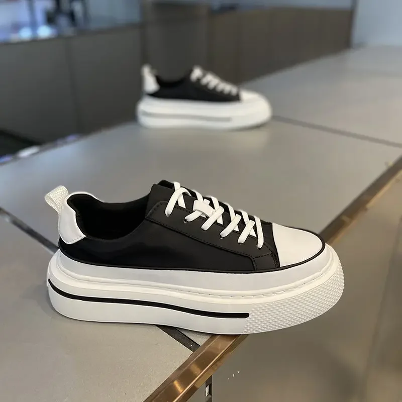 

Мужская обувь, Новинка Весна 2023, дышащая повседневная обувь, мужские корейские белые туфли на толстой подошве, Трендовые туфли для скейтборда