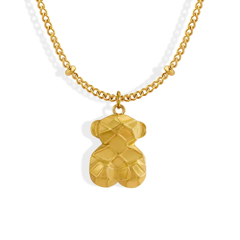 

UhBinyca Stainless Steel Pendant Chain Bear Necklace for Women Fashion Waterproof Gold Plated 18k Jewelry Accessories Wholesale