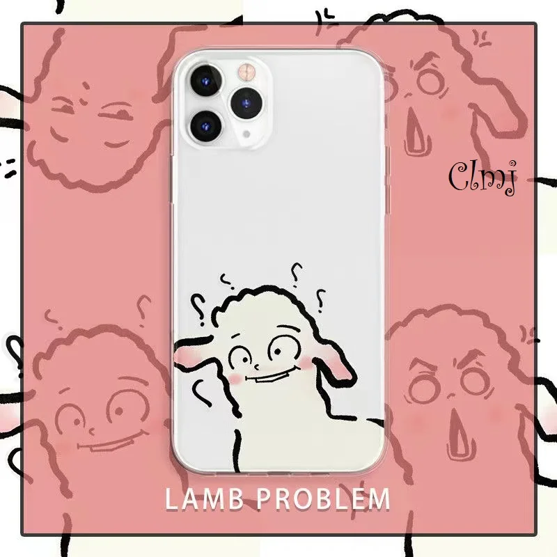 

Clmj Funny Cute Lamb Cartoon Animal Phone Case For iPhone 11 12 13 XS X XR 7 8 Plus For Samsung Galaxy S21 S22 Silicone Cover