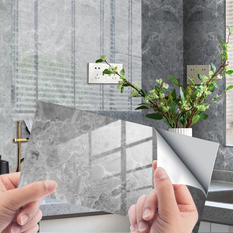 

[Home Decorations] Dls042 Amazon Imitation Marble Texture Tile Sticker Thickened Cover Crystal Film Decorative Renovation Wall S