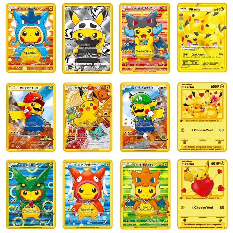 

Pokemon Pikachu Rare Collection Cards Vmax GX Spanish English Metal Card Battle Trainer Game Collection Child Toys Birthday Gift