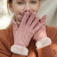 women gloves winter touch screen female suede furry warm full finger gloves lady winter outdoor sport driving women gloves