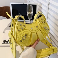 large capacity crossbody messenger bag 2022 luxury brand women rivets shoulder bags soft pu leather ladies handbags desinger yel