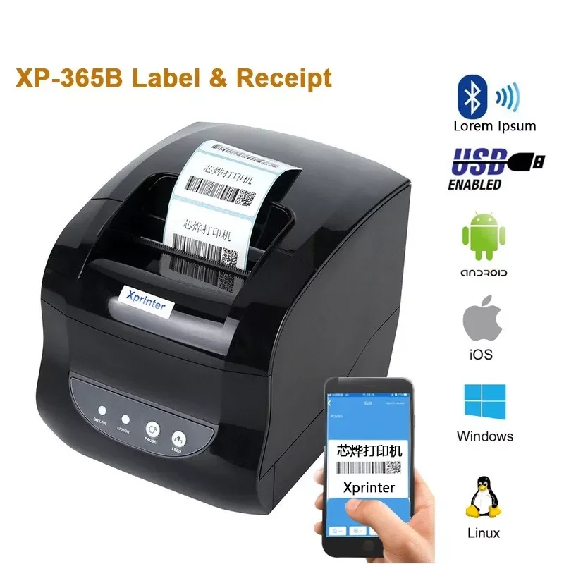 

2022 Bluetooth Thermal Label Printer Barcode Printer 80mm Thermal Receipt Printer Support Thermal Adhesive Sticker Paper