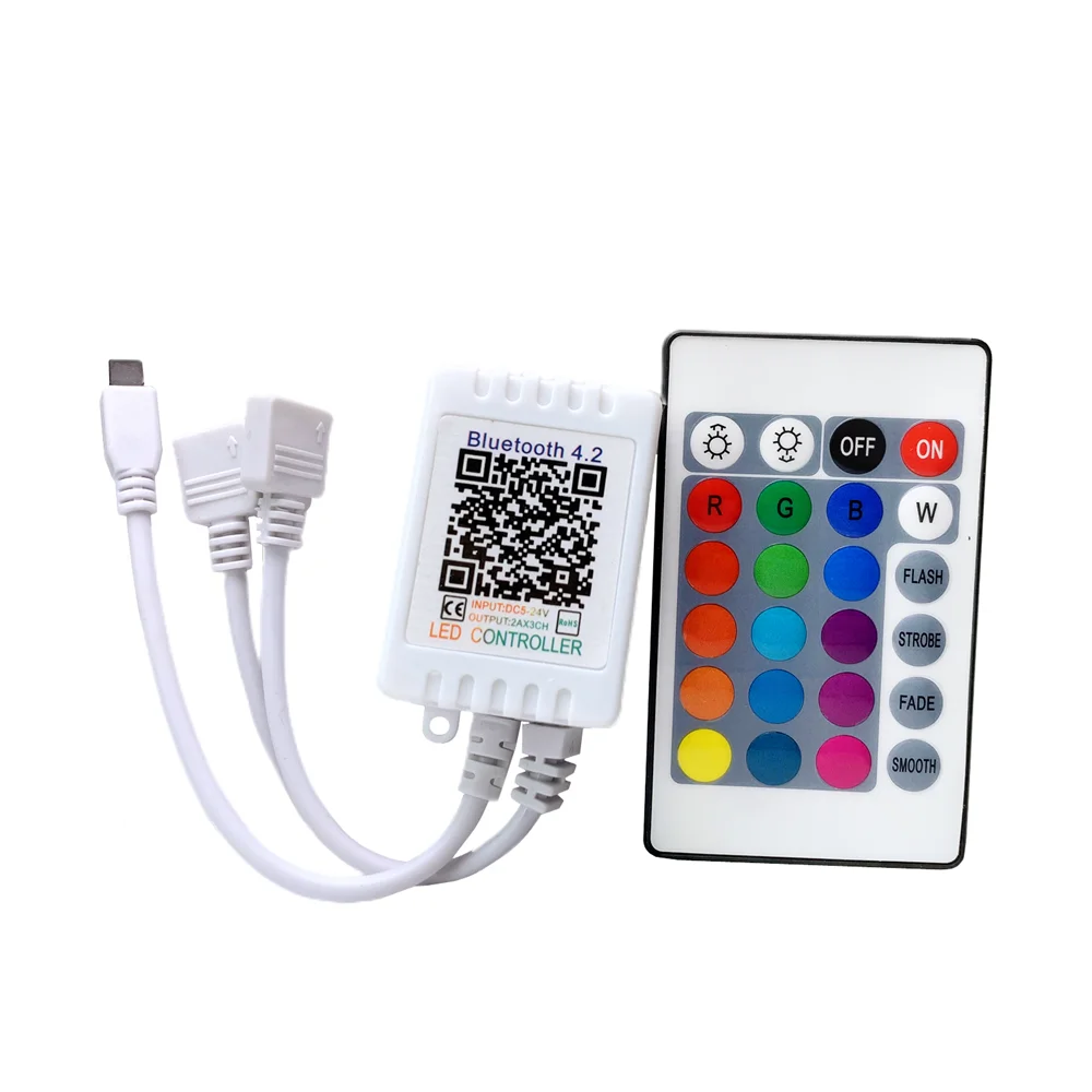 

Bluetooth Controller Smart RGB Controler DC 5V 12V 24V 24Key IR Remote Control For 2835 5050 RGB LED Strip Build In Microphone