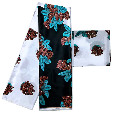Африканская атласная шелковая ткань, шифоновая блузка из тюля, высококачественный воск, 4 + 2 ярда