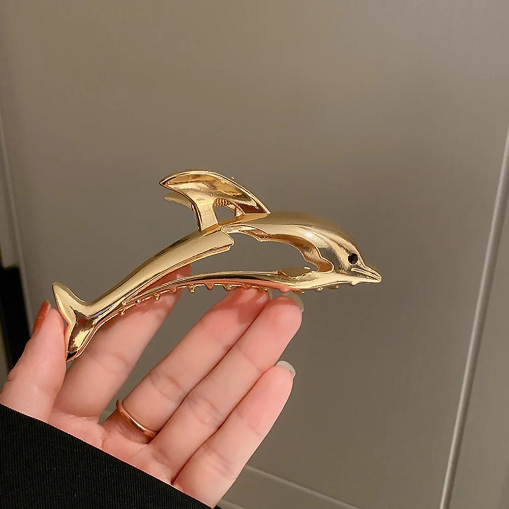 

New Women Elegant Gold Color Dolphin Shape Metal Hair Claw Lady Solid Color Hair Clip Headband Hairpin Fashion Hair Accessories