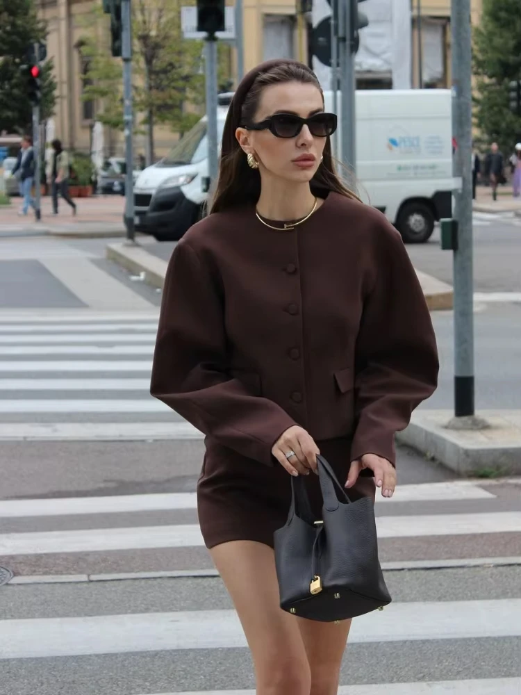 Элегантные мини-юбки костюмы женские комплекты из 2 предметов модный укороченный