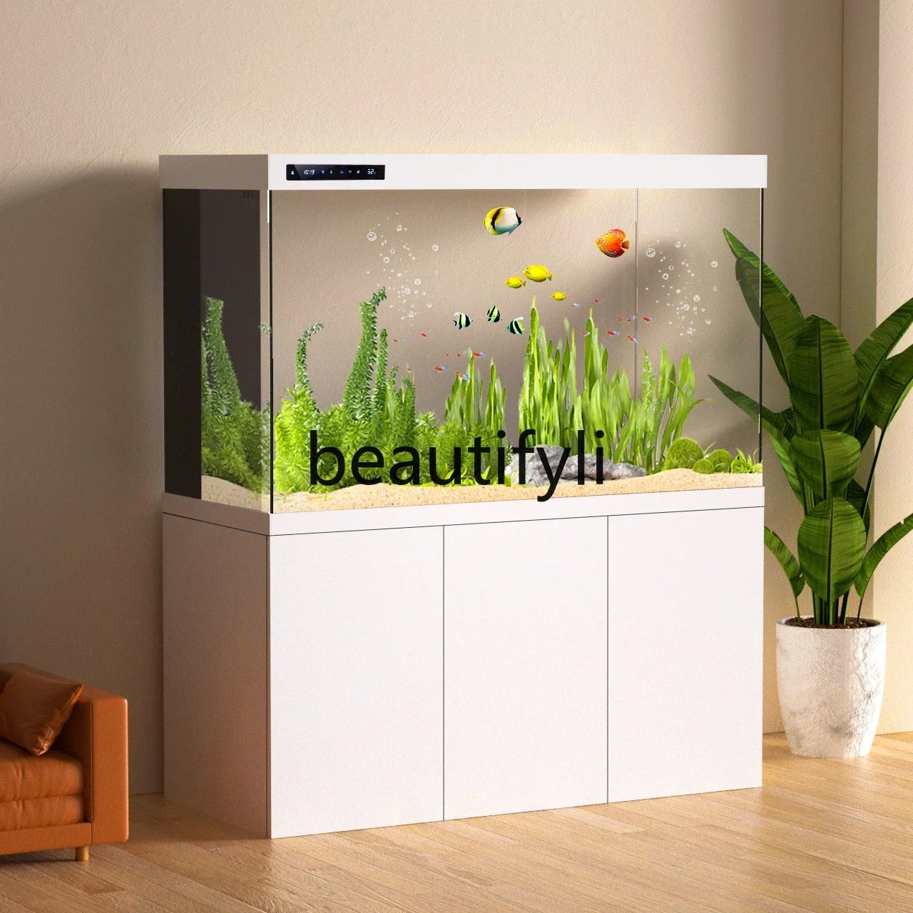 2024 new large floor ultra-white partition screen bottom filter aquarium light luxury