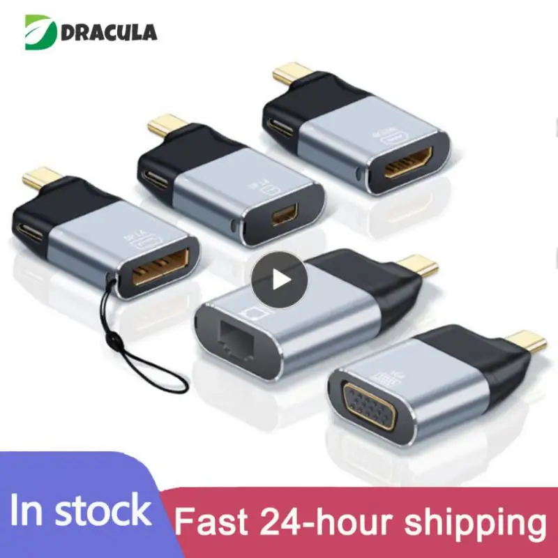 Фото Многофункциональный адаптер с Usb C на HDMI-совместимый адаптер 4k6 0 Гц Type-c на Rj 45 Mini Dp Vga, компьютерные аксессуары, конвертер Type-c №1