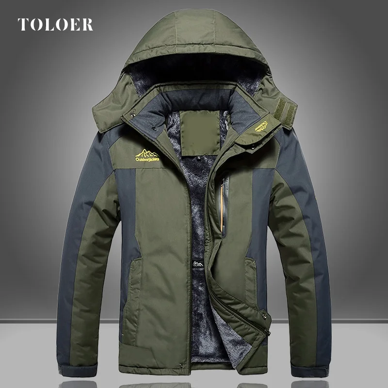 

2023 Winter Men's Parka Coat Hooded Fleece Casual Overcoat Men Thicken Jacket Coat Warm Outdoor Hiking Clothing Big Size 9XL