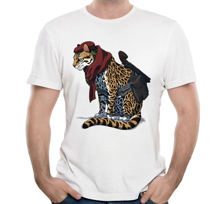 Купи Funny Revolver Ocelot Design T-Shirt Unique Fashion Men T-Shirt Animal Print Casual Tees Summer Tops Cool T-Shirt за 278 рублей в магазине AliExpress