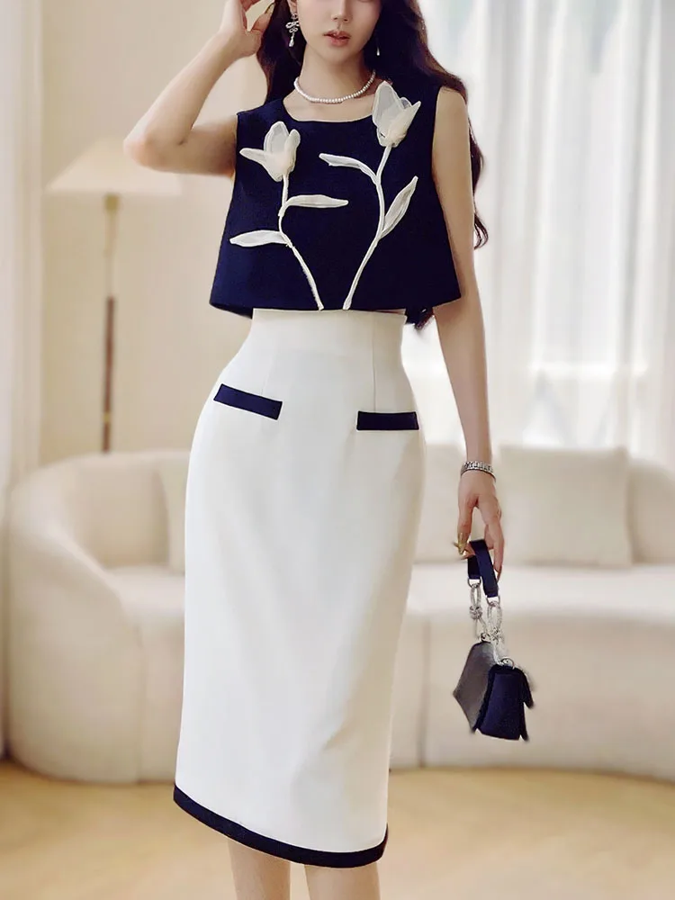 Женский комплект одежды DABUWAWA из 2 предметов жилет без рукавов с украшением в виде