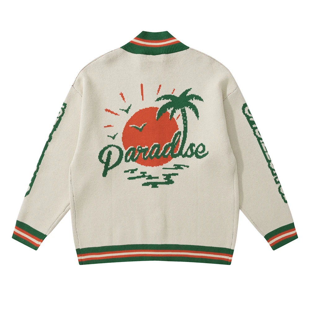 

Свитер мужской с принтом деревьев, на молнии, свободный