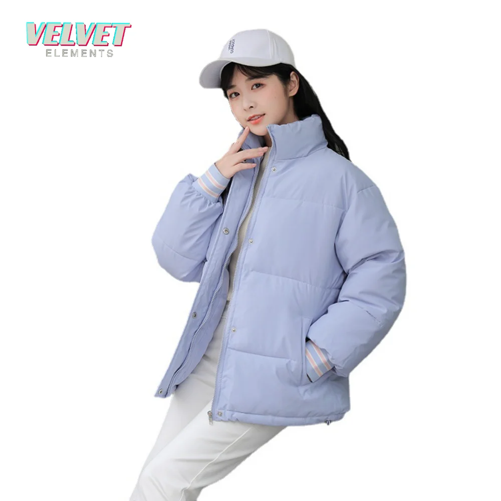Women's Autumn Lightweight Padded Jackets Female Solid Color Short Cotton Coats Casual Pockets Zipper Winter Down Cotton Jackets