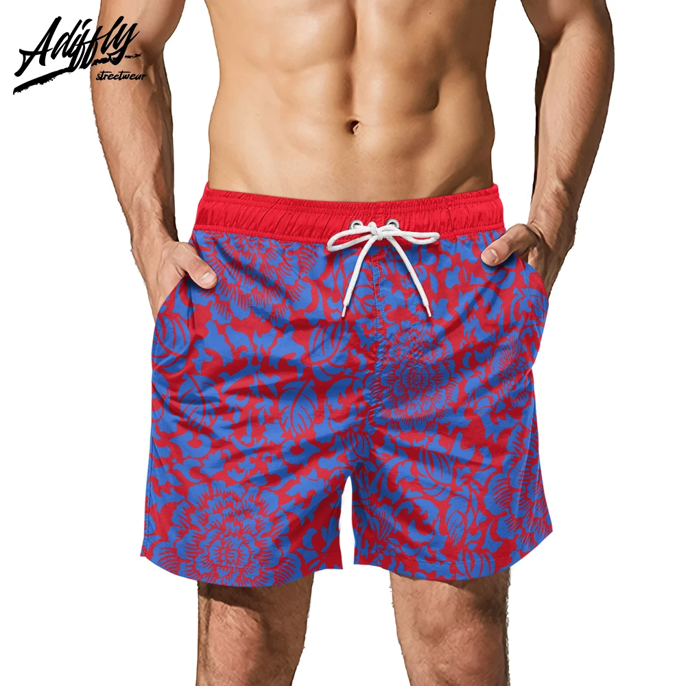 

Мужские плавки Adiffly с цветочным узором, новинка, пляжные шорты для плавания, короткие пляжные плавки с карманами