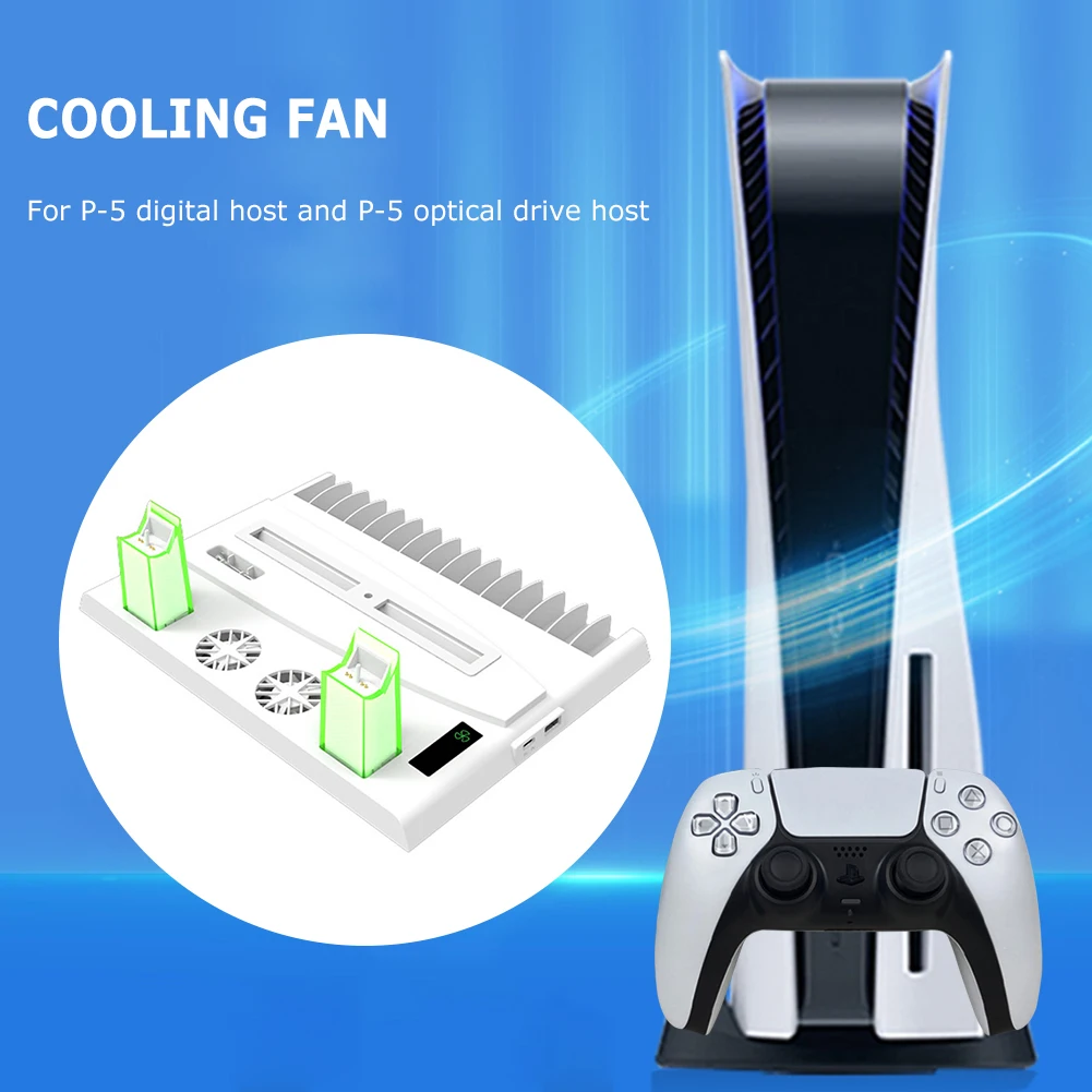 

2 in 1 Headphone Bracket Cooler Cooling Fan Stand for PS5 Game Console Dual Controller Charging Station For SNOY PS5 Accessories