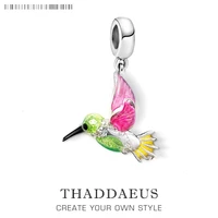 colorful enamel cute hummingbird pendant charm for women 925 sterling silver gift high quality animal jewelry