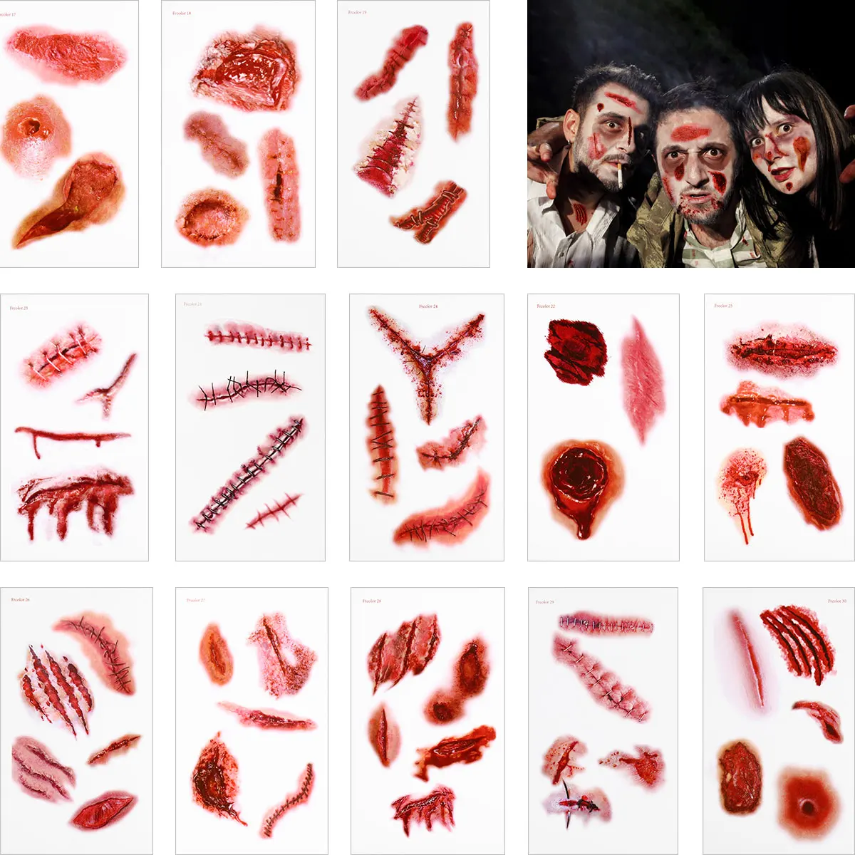 

Frcolor 30 Sheets Halloween Temporary Tattoos Face Body Wounds Scars Blood Scar Stickers Party Decorations For Children Adults