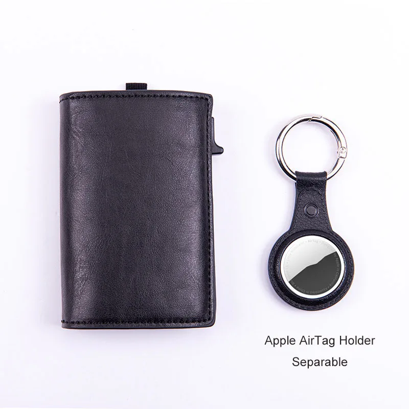 2pc/Set Apple Airtag Wallet With Air Tags Holder Tri Fold Card Cash Carteira Masculina RFID Slim Pop Up Metal Carbon Billetera
