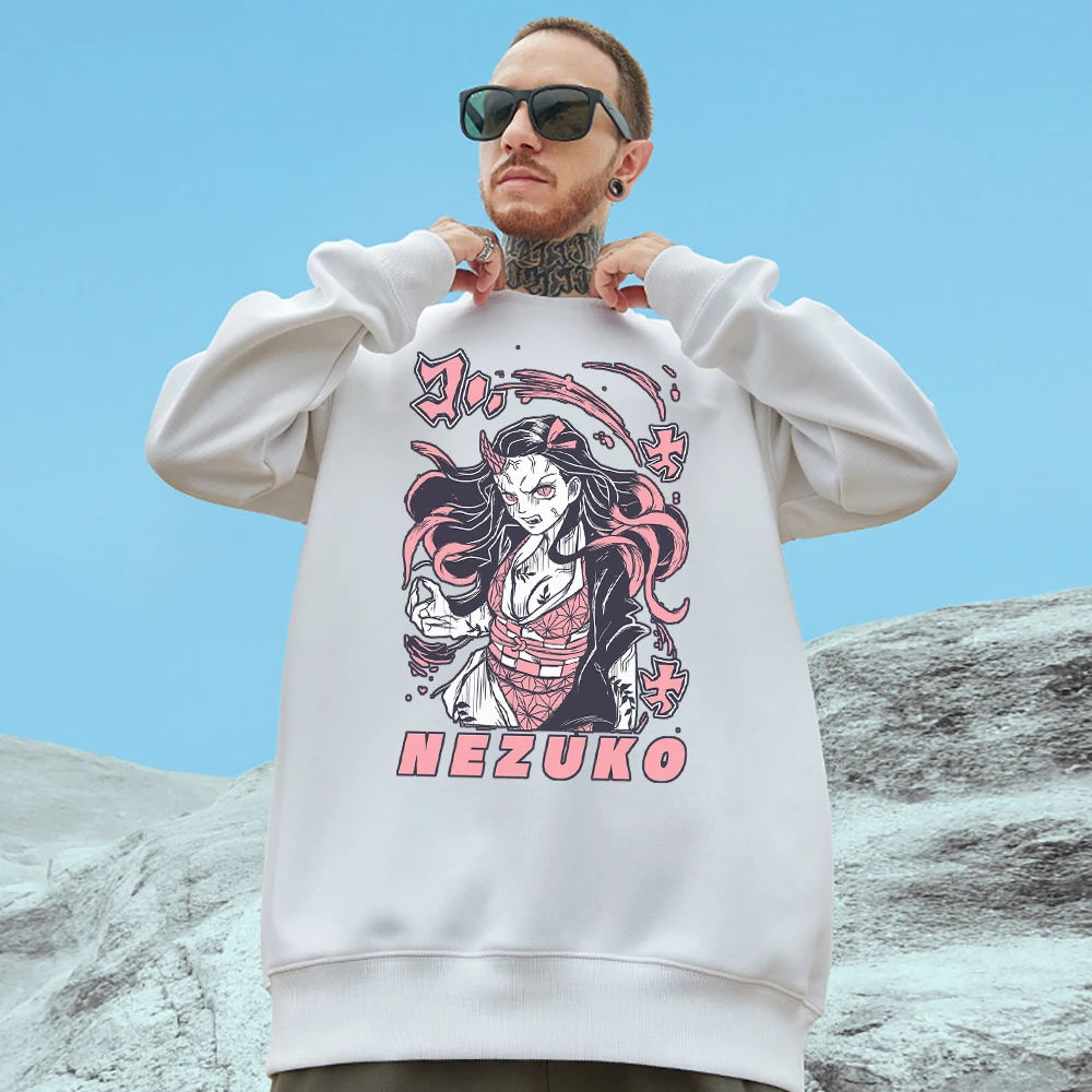 

Demon Slayer Allogenic Kamado Nezuko Anime Men Hoodie Loose Casual Long Sleeves Creativity Loose Sweatshirt Mans Cotton Pullover