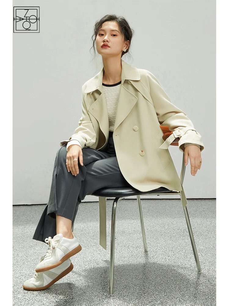 Женский тренчкот с отложным воротником ZIQIAO классический модный верхняя одежда