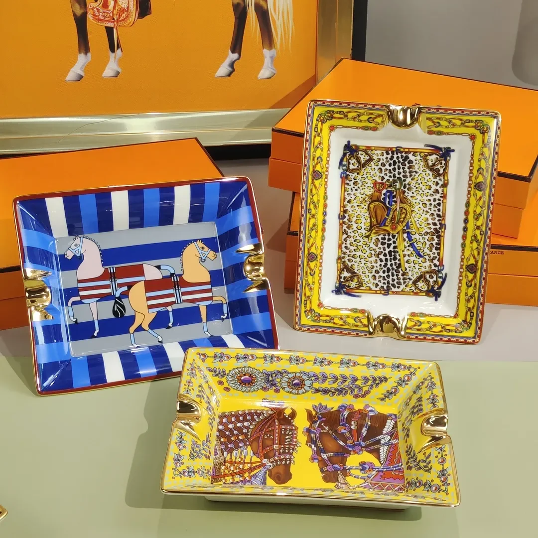 

Пепельница для сигар ручной работы, Керамическая решетка с рисунком лошади, пепельница, красивый роскошный держатель для сигар, домашнего стола, аксессуары для декора