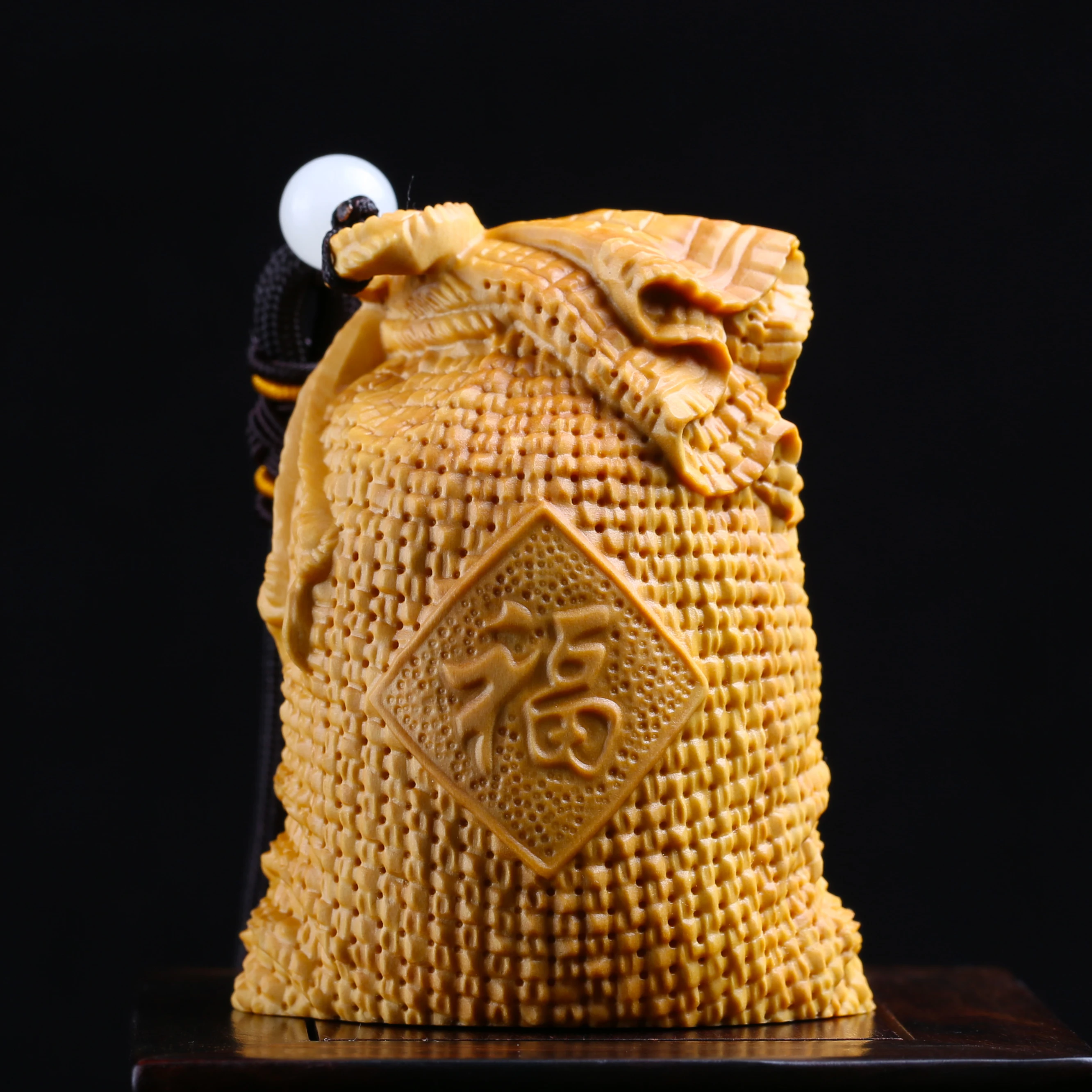 Самшит 5 см 6 Lucky Bag скульптура деревянное благословение фэн-шуй кулон Gunny