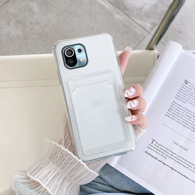 popular card placement phone case for xiaomi mi 11 lite 11i 11t pro 10 10t 9t poco f3 poco x3 pro nfc m3 f3 soft tpu clear cover free global shipping
