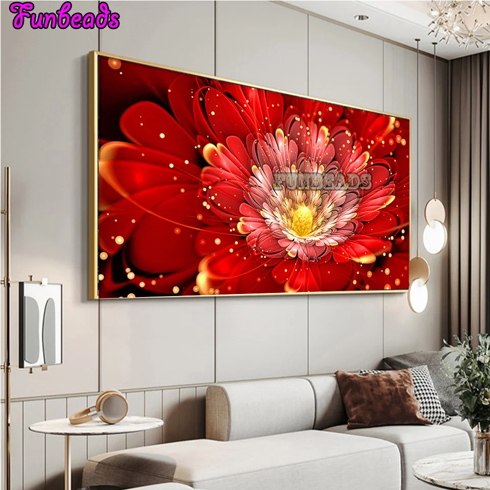 

5d алмазная живопись, абстрактный красный цветок, растение, Набор для вышивки крестиком, алмазная кристальная вышивка, вертикальный крыльцо,...